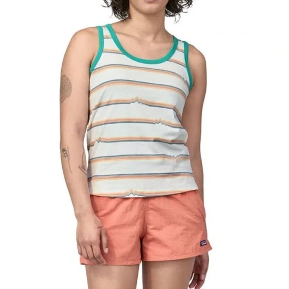 Patagonia Womens Ridge Rise Stripe Repeat Organic Cotton Tank Size Small Outdoor